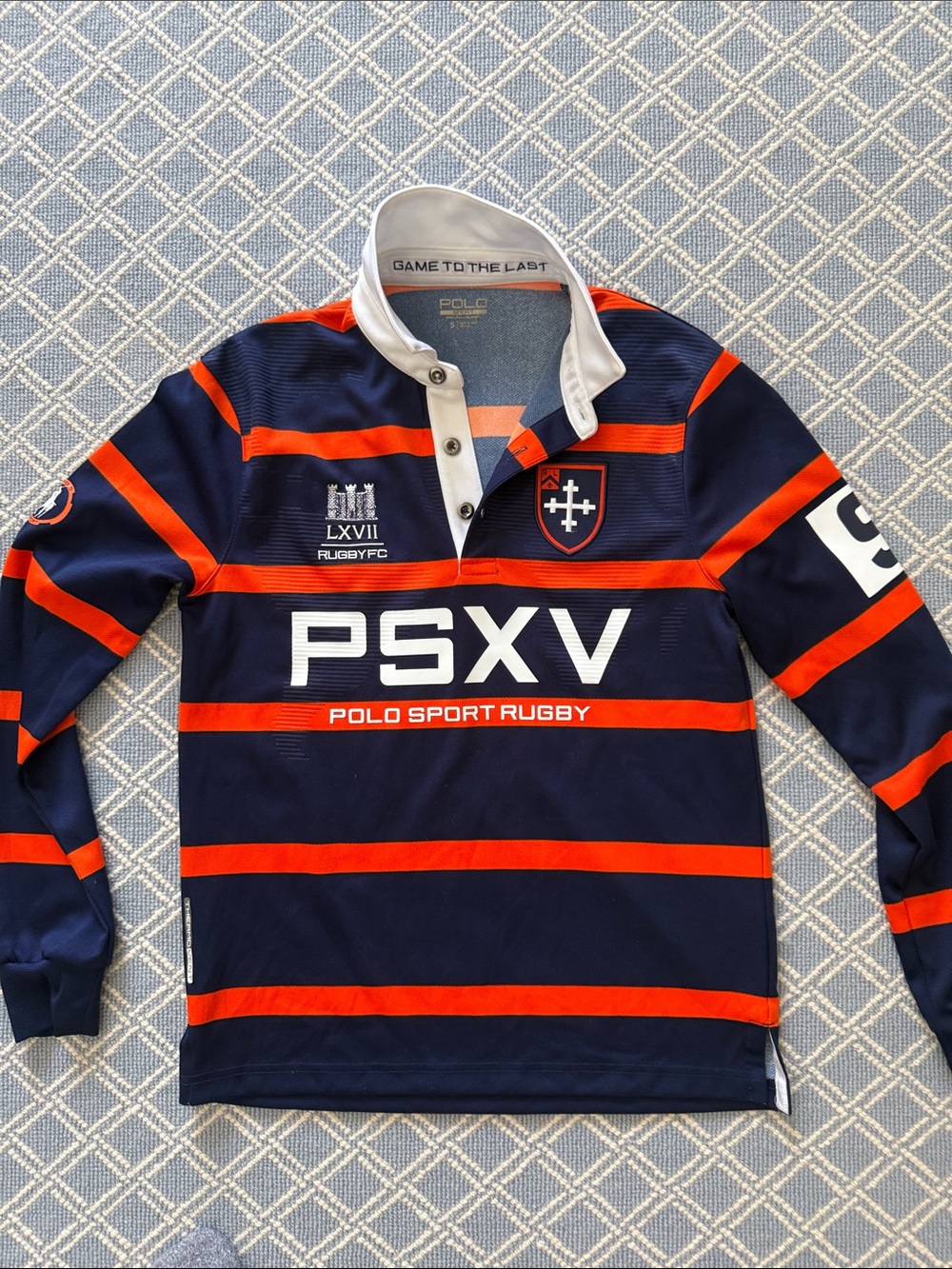 Polo by Ralph Lauren Navy & Orange Striped Rugby Shirt PSXV